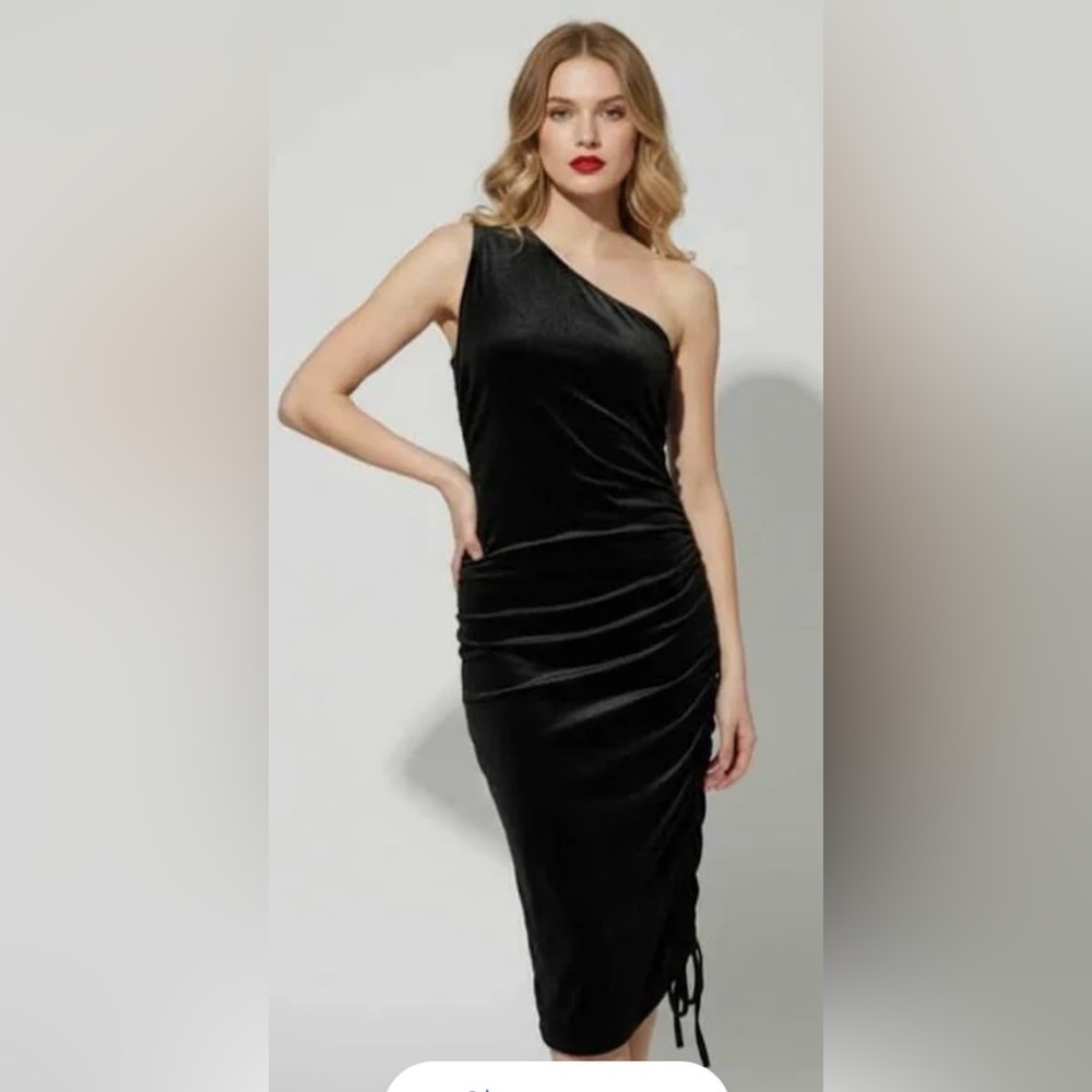 House Of Harlow 1960 One Shoulder Velvet Dress Revealing Stretchy Black size XS